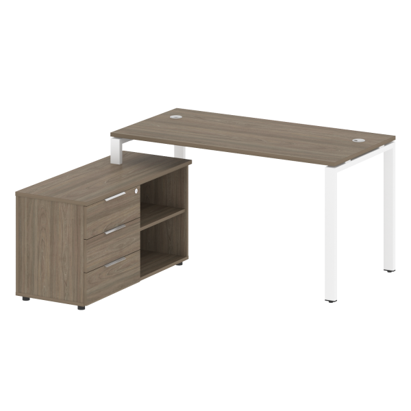 Рабочая станция с опорной тумбой левая Metal System Style БП.РС-СТС-2.3 Л 1500x1520x750 (Вяз/Белый металл)