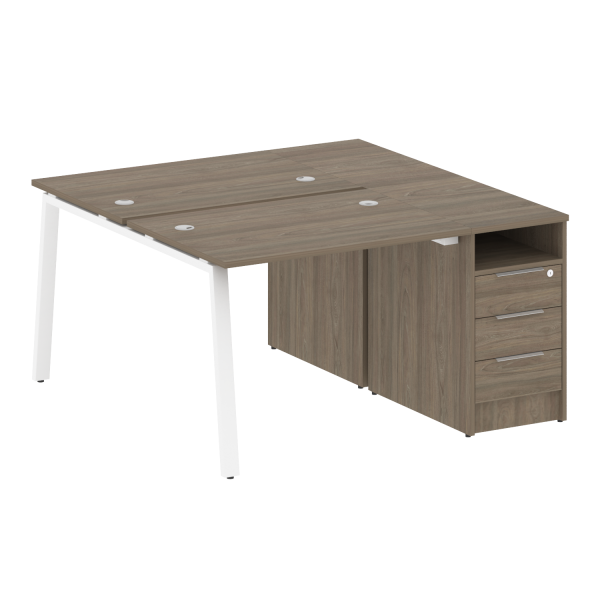 Рабочая станция с тумбой на А-образном м/к Metal System Style БА.РС-СТП-2.1 1412x1475x750 (Вяз/Белый металл)