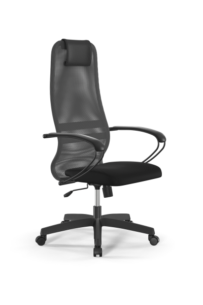 Кресло для руководителя Метта Sit 8 B1-8K - X1+UMF(X1) /Uh00/Wh00/K1bL(M09.B02.G15.W01) (Светло-серый | Черный)