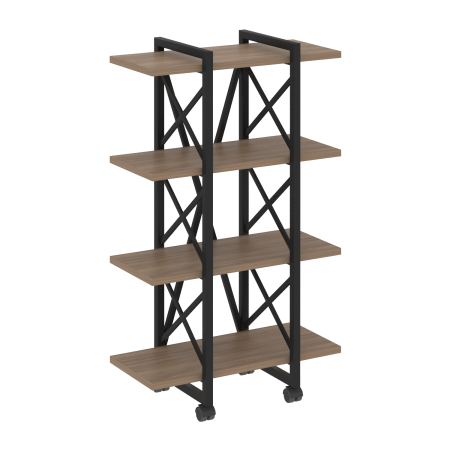Стеллаж на колесных опорах-4 полки VR.L-MST.K-4.4V 800x400x1334 (Дуб Аризона/Черный металл)