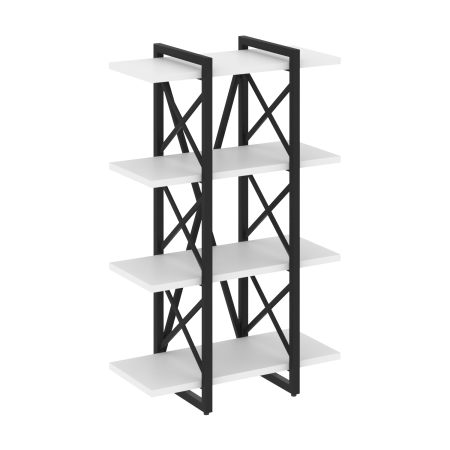 Стеллаж на регулируемых опорах-4 полки VR.L-MST.O-4.4V 800x400x1280 (Белый Бриллиант/Черный металл)
