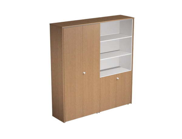 Шкаф комбинированный для документов Profiquadro КВ 357 БВ 1830x450x1990 (Белый премиум / Вишня скандинавская)