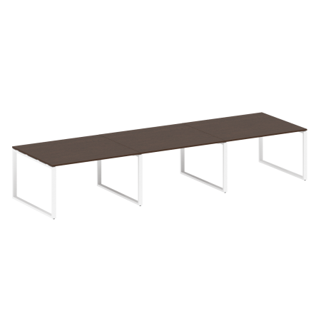 Переговорный стол 3 столешницы Metal System Style БО.ПРГ-3.3 4200x1235x750 (Венге Цаво/Белый металл)