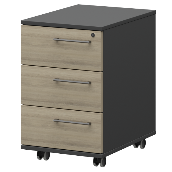 Тумба мобильная/подвесная левая Кортез KZT-61L 416x568x648 (Кронберг/Графит)