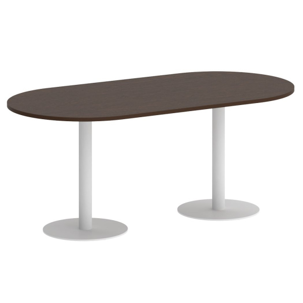 Стол овальный VR.SP-5-180.1 1800x900x750 (Венге Цаво/Белый Металл)