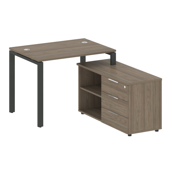 Рабочая станция с опорной тумбой правая Metal System Style БП.РС-СТС-2.1 Пр 1100x1520x750 (Вяз/Антрацит металл)