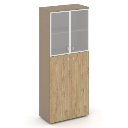 Шкаф высокий широкий ES.ST-1.7R (800х420х1977) (Латте/Тиквуд Светлый/Сатин матовый)