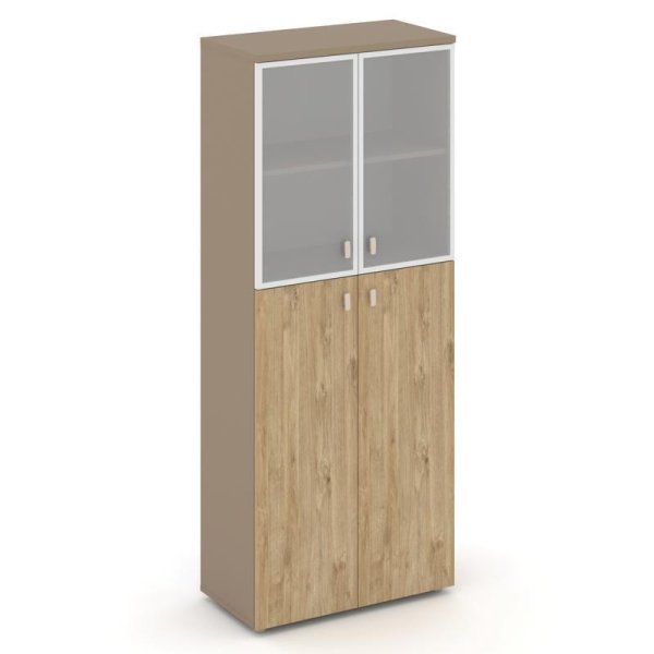 Шкаф высокий широкий ES.ST-1.7R (800х420х1977) (Латте/Тиквуд Светлый/Сатин матовый)