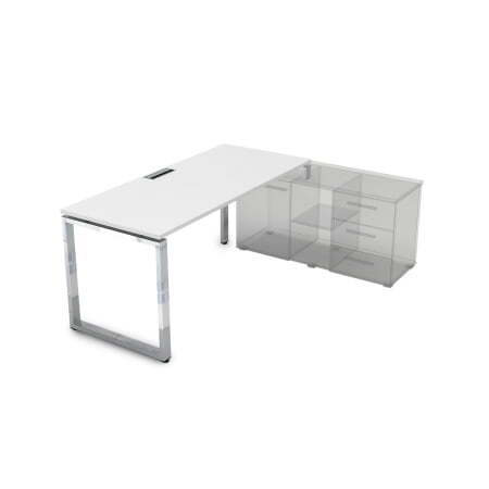 Стол рабочий, прямолинейный, правый Gloss НСТП-О.975 1800x700x750 (Белый премиумХром)