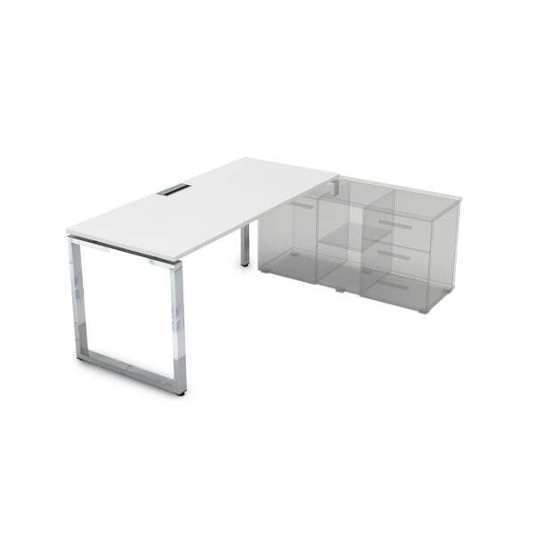 Стол рабочий, прямолинейный, правый Gloss НСТП-О.989 1400x800x750 (Белый премиумХром)