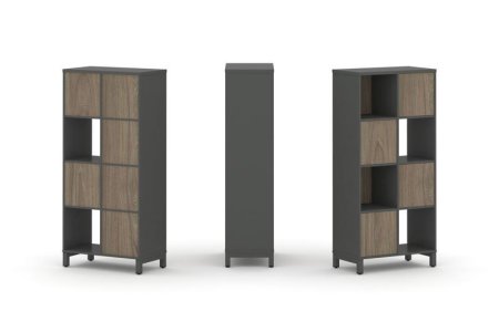 Набор стеллажа 1 сторонний, 4 яруса SN.NS-421 (754х400х1615) (Антрацит/Вяз Благородный/Металл Антрацит)