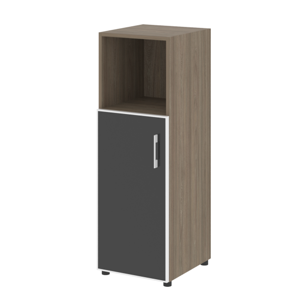 Шкаф для документов узкий со стеклом черным LT.SU-2.2 R (L) Black (Вяз Благородный)