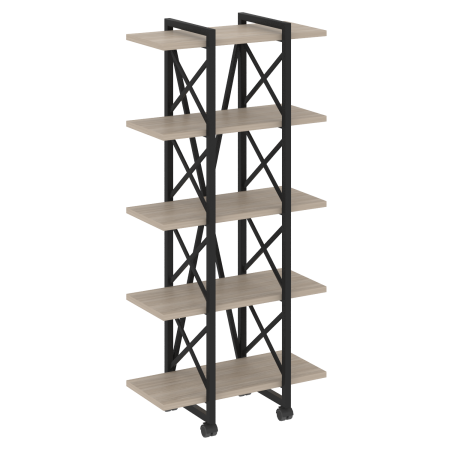 Стеллаж на колесных опорах-5 полок VR.L-MST.K-5.4V 800x400x1704 (Дуб Аттик/Черный металл)