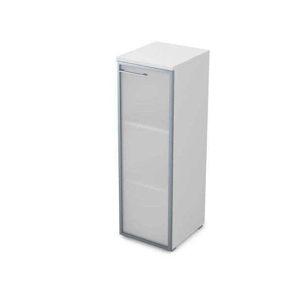 Пенал средний со стеклом и нишей правый Gloss line 9НП.017.6 П 400x450x1245 (Белый премиум)