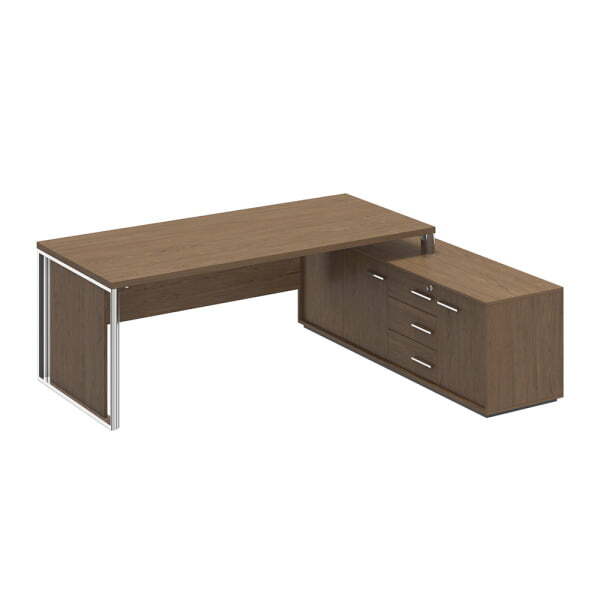 Стол руководителя на опорной тумбе декоративная вставка Orion ОР 138-1 ДТ 2218x1800x750 (Дуб табачный)