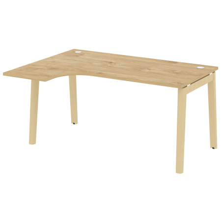Стол эргономичный левый на деревянных опорах Onix Wood OW.SA-4L 1580x1180x750 (Тиквуд Светлый/Дуб Светлый)