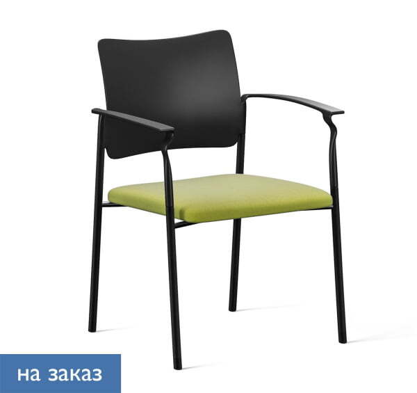 PINKO_black Кресло на 4-х опорах с подлокотниками (Черный/Зеленый/Черный)