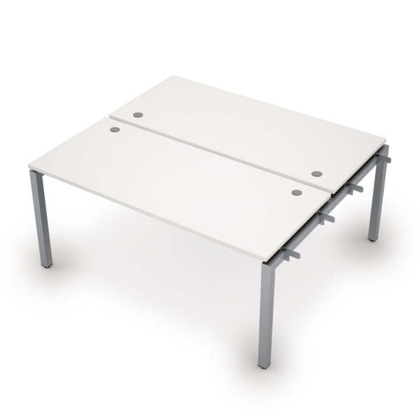 6МБН.5274 Бенч-система на 2 рабочих места, начальный модуль (1600x1435x750) (Белый/Алюминий матовый)