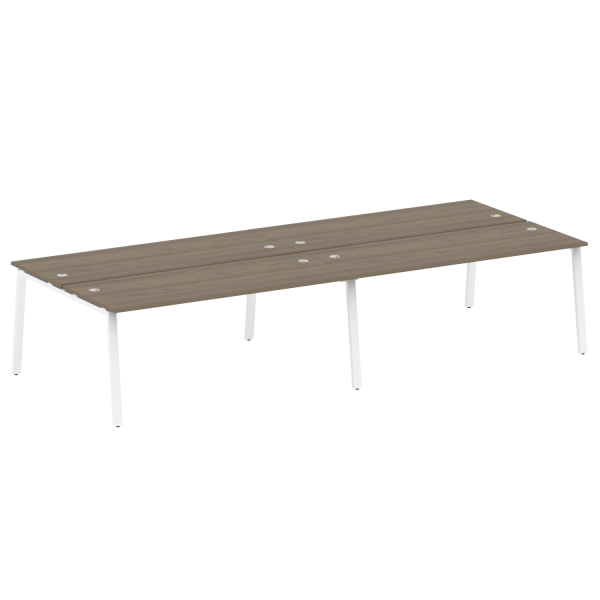Рабочая станция на 4 рабочих места на А-образном м/к Metal System Style БА.СМ-4.5 3600x1475x750 (Вяз/Белый металл)