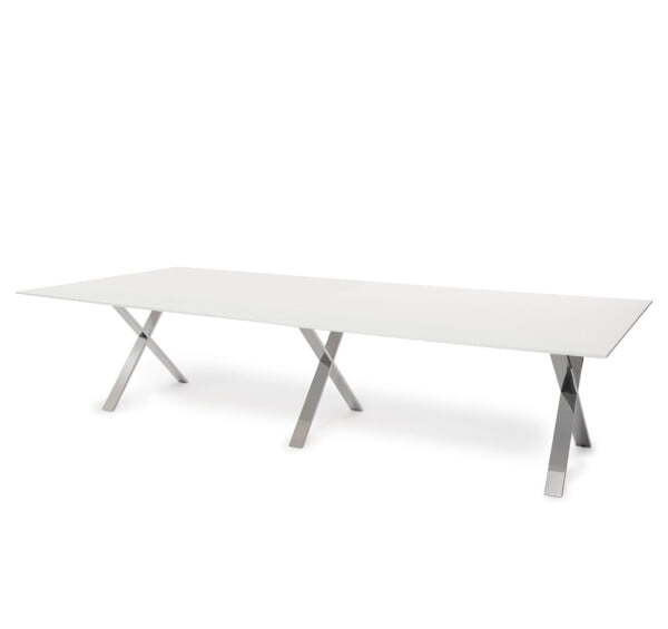 Стол для переговоров модульный 3200х1200х750 (Белый/Хром металл)