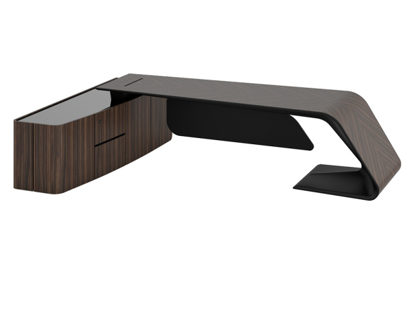 Стол письменный левый BUGATTI 326х240 (3260х2400х760) (Эбеновое дерево M-EB-02C)