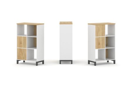 Набор стеллажа 2-х сторонний, 3 яруса SN.NSD-321 (754х400х1248) (Белый/Тиквуд Светлый/Металл Антрацит)