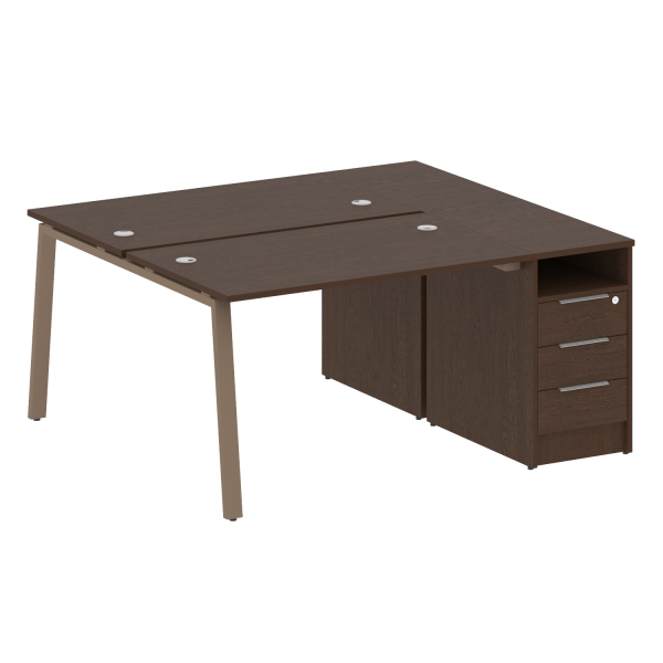 Рабочая станция с тумбой на А-образном м/к Metal System Style БА.РС-СТП-2.2 1612x1475x750 (Венге Цаво/Мокко металл)