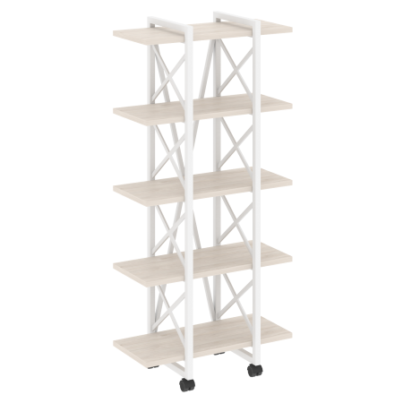 Стеллаж на колесных опорах-5 полок VR.L-MST.K-5.4V 800x400x1704 (Денвер Светлый/Белый металл)