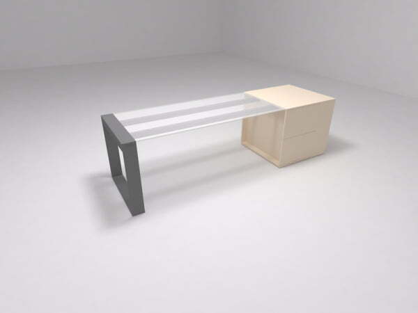 Стол приставной к тумбе, столешница стекло Brix BR.00.25 1800x750x800 (СтеклоСерый)