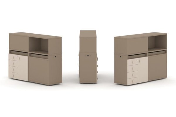 Тумба двойная + низкая надставка ES.NB.2N-15 (1500х410х1135) (Латте/Капучино)