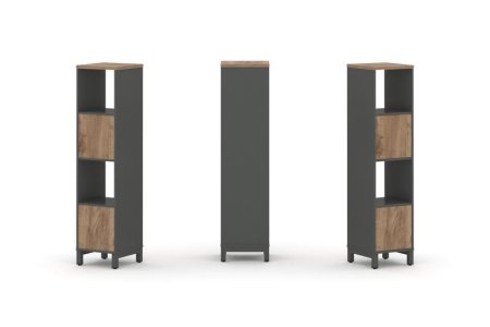 Набор стеллажа 1 сторонний, 4 яруса SN.NS-411 (387х400х1615) (Антрацит/Дуб Табак/Металл Антрацит)