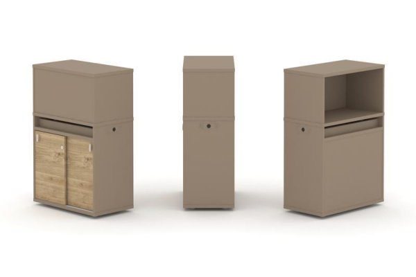 Тумба одиночная + низкая надставка ES.NB.1N-3 (750х410х1135) (Латте/Тиквуд Светлый)