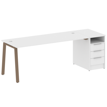 Рабочая станция Metal System Style БА.РС-СТП-1.5 2212x720x750 (Белый/Мокко металл)
