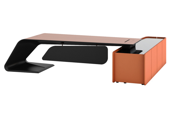 Стол письменный левый BUGATTI 326х240 (3260х2400х760) (Оранжевая кожа MA1-30)