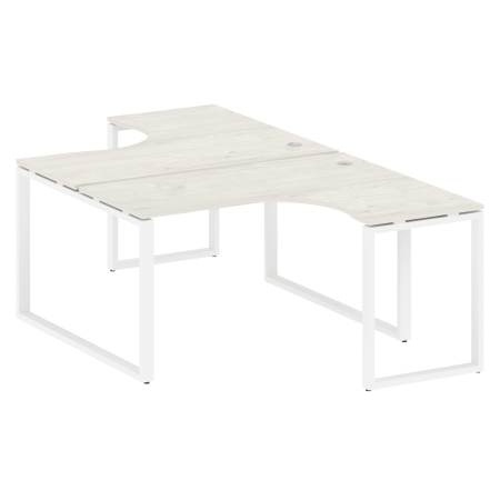 Рабочая станция криволинейная Metal System Style БО.РАС-СА-2.3 1400x2435x750 (Дуб Наварра/Белый металл)