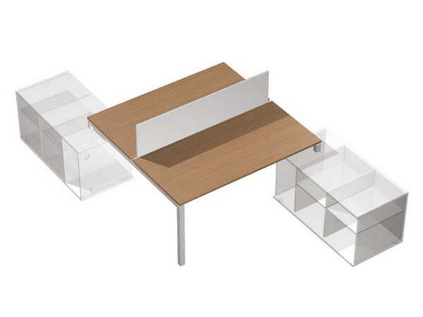 Рабочая станция (2х120) с экраном на тумбах правых (БЕЗ ТУМБ) Profiquadro КВ 0138 БВ 1748x3400x750 (Белый премиум / Вишня скандинавскаяСерый)