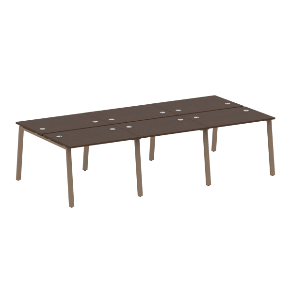 Рабочая станция на 6 рабочих места на А-образном м/к Metal System Style БА.СМ-6.1 3000x1475x750 (Венге Цаво/Мокко металл)