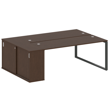 Рабочая станция с шкафом-купе на О-образном м/к Metal System Style БО.РС-СШК-1.5 Т 2210x1475x750 (Венге Цаво/Антрацит металл)
