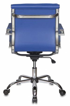 Кресло руководителя CH-993-Low синий эко.кожа низк.спин. крестов. металл хром (Синий)