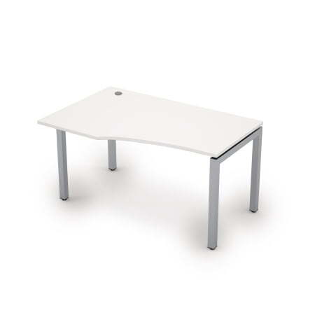 6М.522 Стол криволинейн.лев (1400x900x750) (Белый/Алюминий матовый)