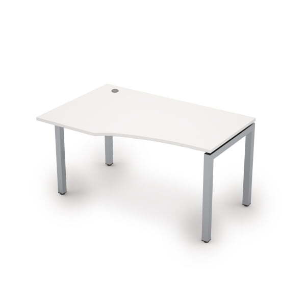 6М.522 Стол криволинейн.лев (1400x900x750) (Белый/Алюминий матовый)