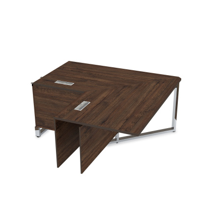 16СУС.196 Стол угловой бенч, средний модуль  (1600/900x1600/900x750) (Брауни | Металл Глянец)