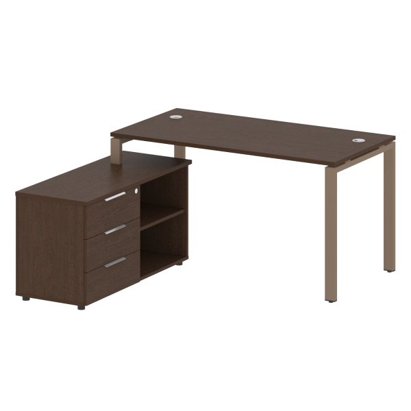 Рабочая станция с опорной тумбой левая Metal System Style БП.РС-СТС-2.3 Л 1500x1520x750 (Венге Цаво/Мокко металл)