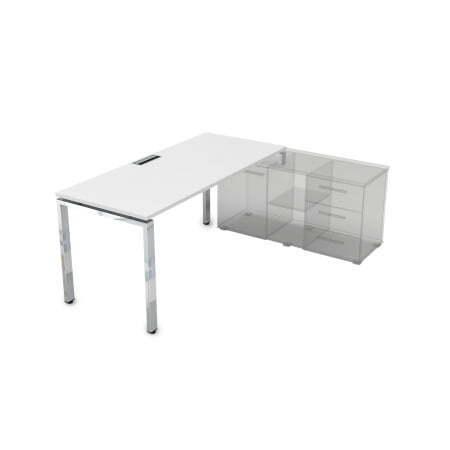 Стол рабочий, прямолинейный, правый Gloss НСТП-П.975 1800x700x750 (Белый премиумХром)