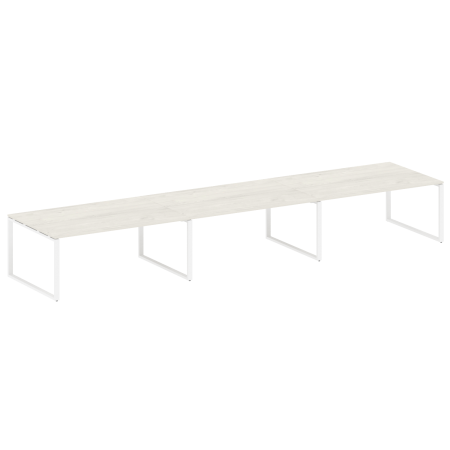 Переговорный стол 3 столешницы Metal System Style БО.ПРГ-3.5 5400x1235x750 (Дуб Наварра/Белый металл)