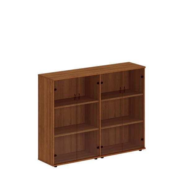 Шкаф комбинированный средний (стекло + стекло) Престиж Исп.23 1750x460x1360 (Темный орех)