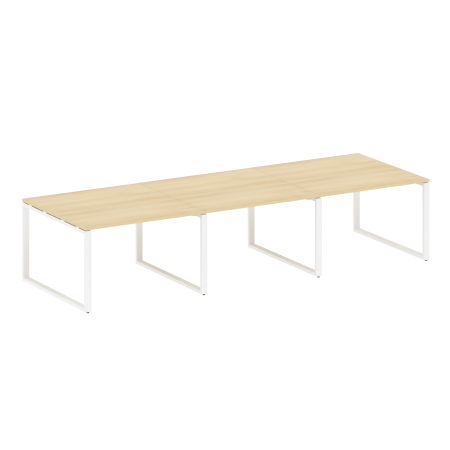 Переговорный стол 3 столешницы Metal System Style БО.ПРГ-3.2 3600x1235x750 (Акация/Белый металл)