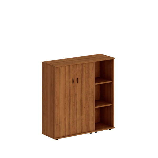 Шкаф комбинированный средний (закрытый + стеллаж узкий) Престиж Исп.17 1330x460x1360 (Темный орех)