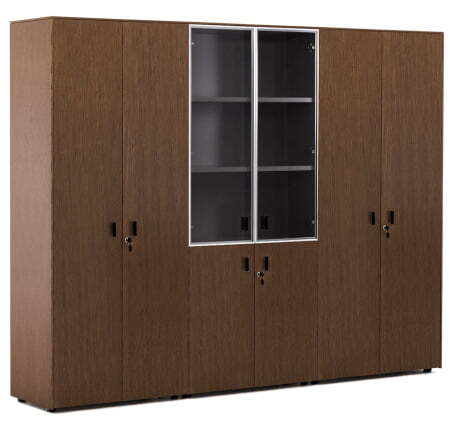 EXE Шкаф комбинированный+гардероб+для бумаг (Орех/Черный)