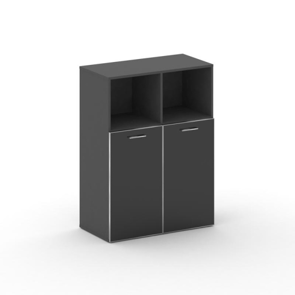 Шкаф широкий средний Fresco FR.ST-203 black (896x460x1202) (Базальт UM-Лакобель Черный-Лакобель Черный | Хром)